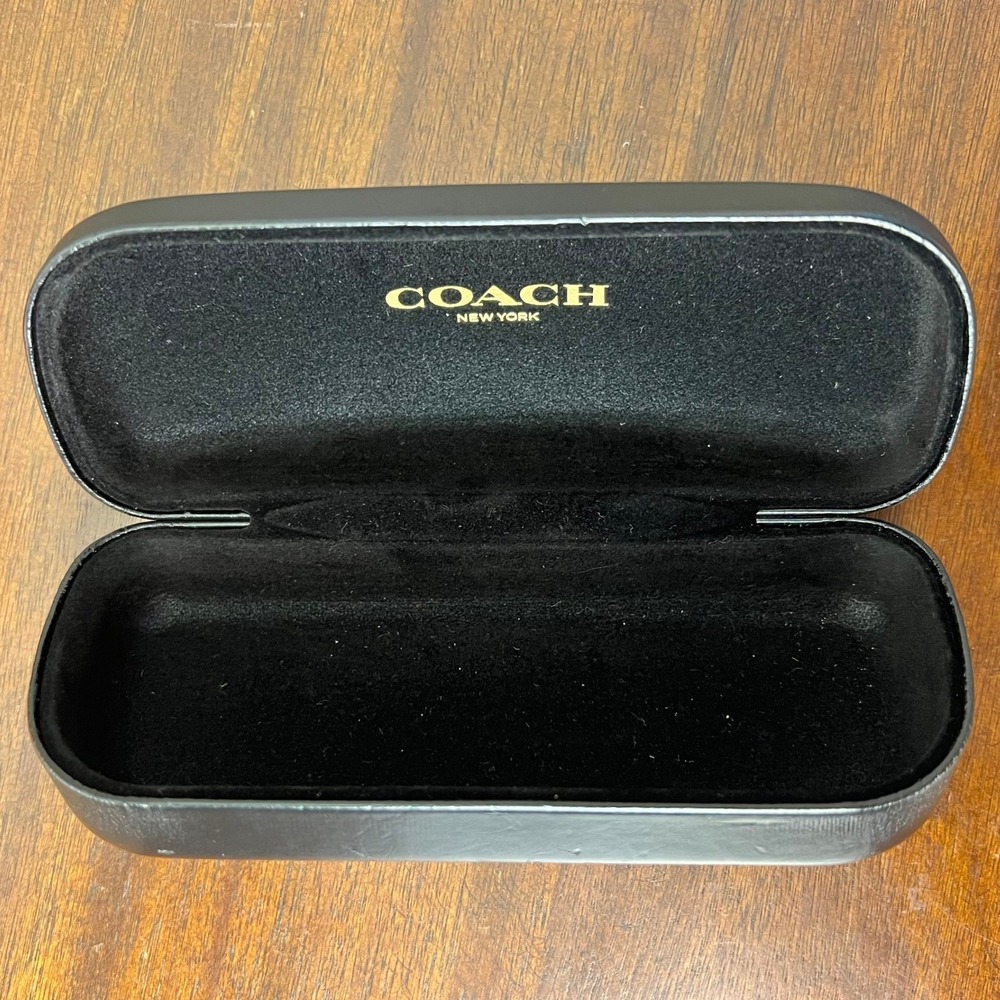 Coach Black Leather Sunglasses Case Hard Shell Eyeglass Protector Logo Clamshell